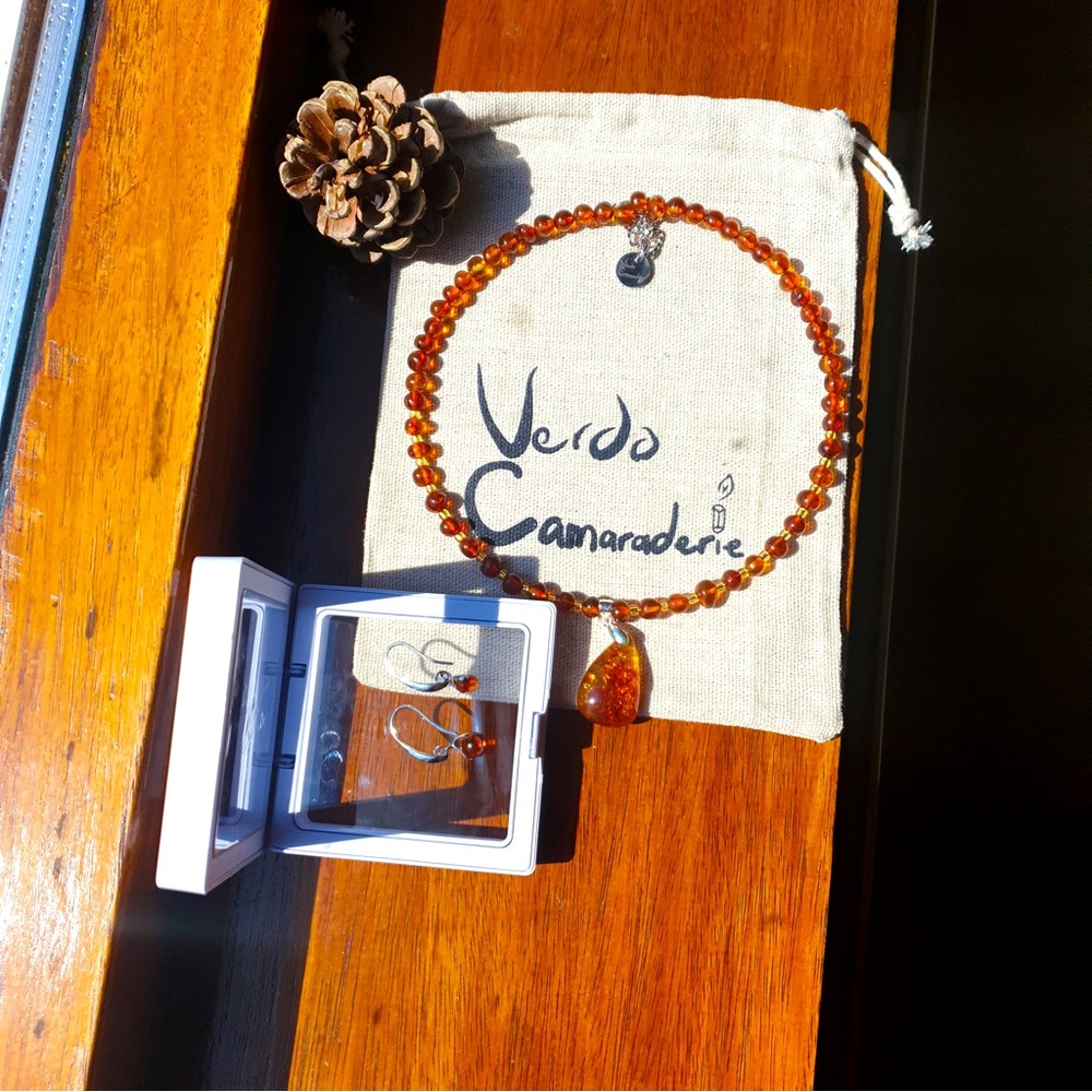 Baltic Amber necklace and earrings